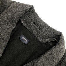 Vintage Sanyo Womens Twill Wool Trench Coat Style Overcoat Size 14 Classic Gray