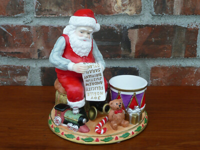 PartyLite Candle Holder Santa Claus Checking His List Tea Light Holder Figurine 