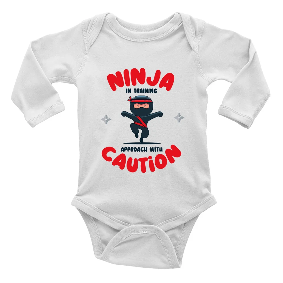 BABY ORIGINALS Ninja im Training Baby mitwachsende Weste Body lustig Kampfsport Judo Karate Junge L/S