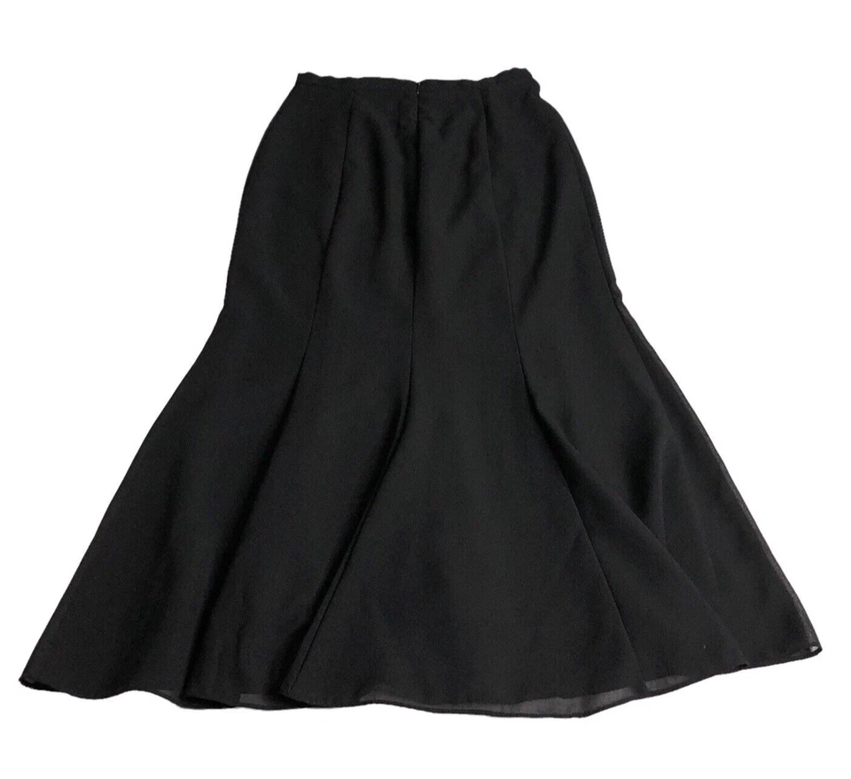 Falda De Colección R&M Richards M Negra Maxi Chifón Superposición Acampanada Y2K Años 90 Bruja Gótica Foto 3 de 4