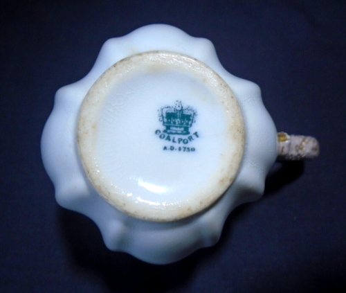 Antique Victorian Coalport Milk / Cream Jug, Red Seaweed, Gilded Coral Handle - Picture 7 of 7