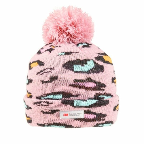 THINSULATE KNITTED LEOPARD ANIMAL PRINT THERMAL SKI BOBBLE POM BEANIE WOOLLY HAT - Picture 4 of 5