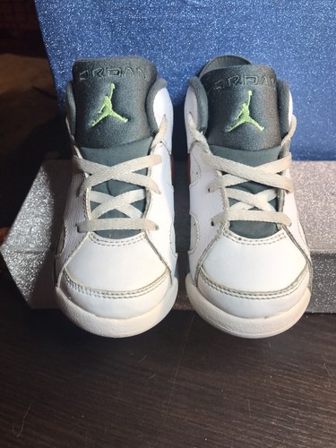 Jordan Retro 6 Hasta Kids 384666-114 White Ghost Green Mango Sz9c - Picture 3 of 6