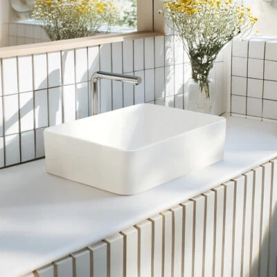 DFS Multi-Shape White Ceramic Vessel Sink Set Countertop Basin Bathroom Vanity Sinks