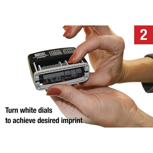 2000 PLUS 12 in 1 Self Inking Date and Message Rubber Stamp Black Ink - Picture 5 of 9