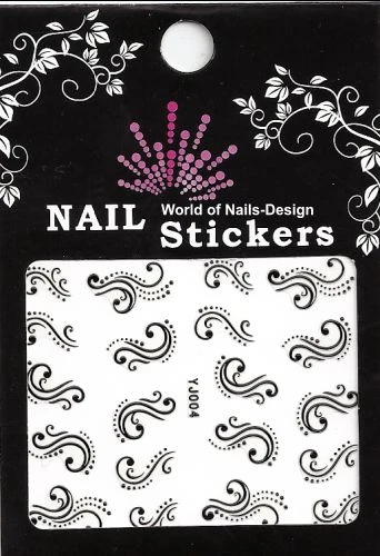 WORLD OF NAILS-DESIGN Elegant: 20 schwarze Wasser Nail Sticker "TRIBAL" YJ-004 ONE STROKE Gespiegelt