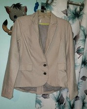 Willow  Clay Women  s Beige Lined Short Button Front Blazer Jacket Size 2