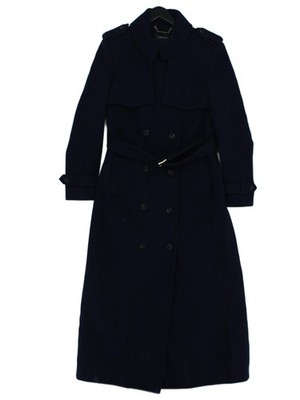Karen Millen Women's Coat UK 10 Blue Wool with Polyester, Viscose Trench Coat