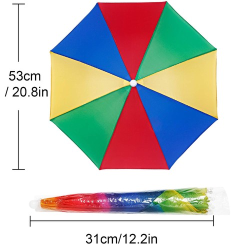 3 Pieces Rainbow Umbrella Hats Camouflage Fishing Cap Beach Umbrella Headband... - Picture 2 of 6