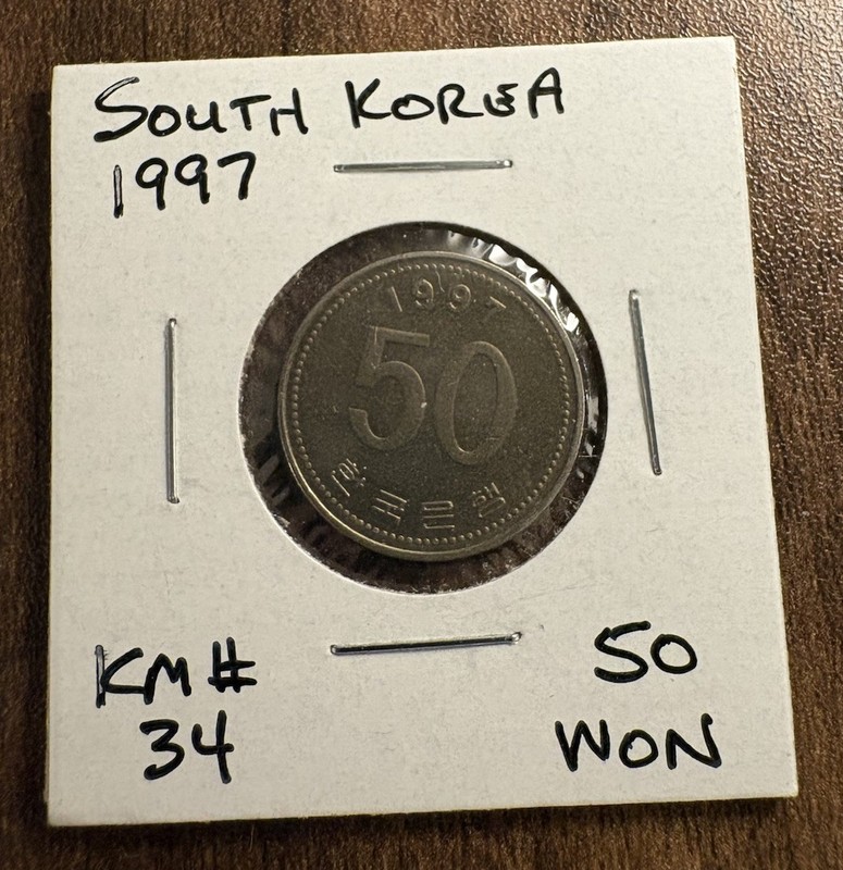 South Korea 50 Won 1997 Coin Mint Condition With Holder