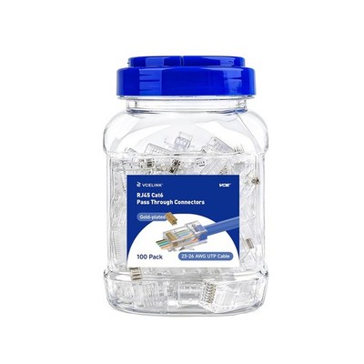 Cat6 RJ45 Stecker 100 Stück, 10Gbps Netzwerkstecker, vergoldet, PoE, UTP,