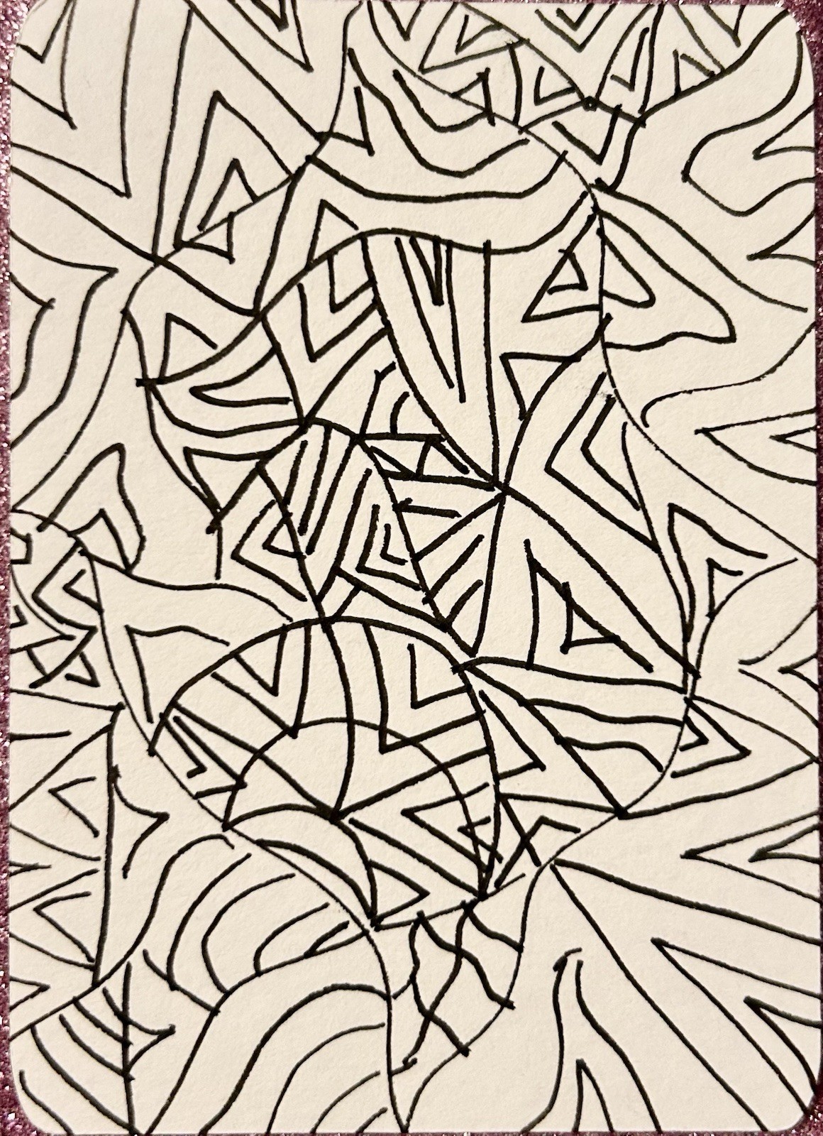 Original ACEO Handmade Miniature Abstract Line Drawing Art Ink on Paper