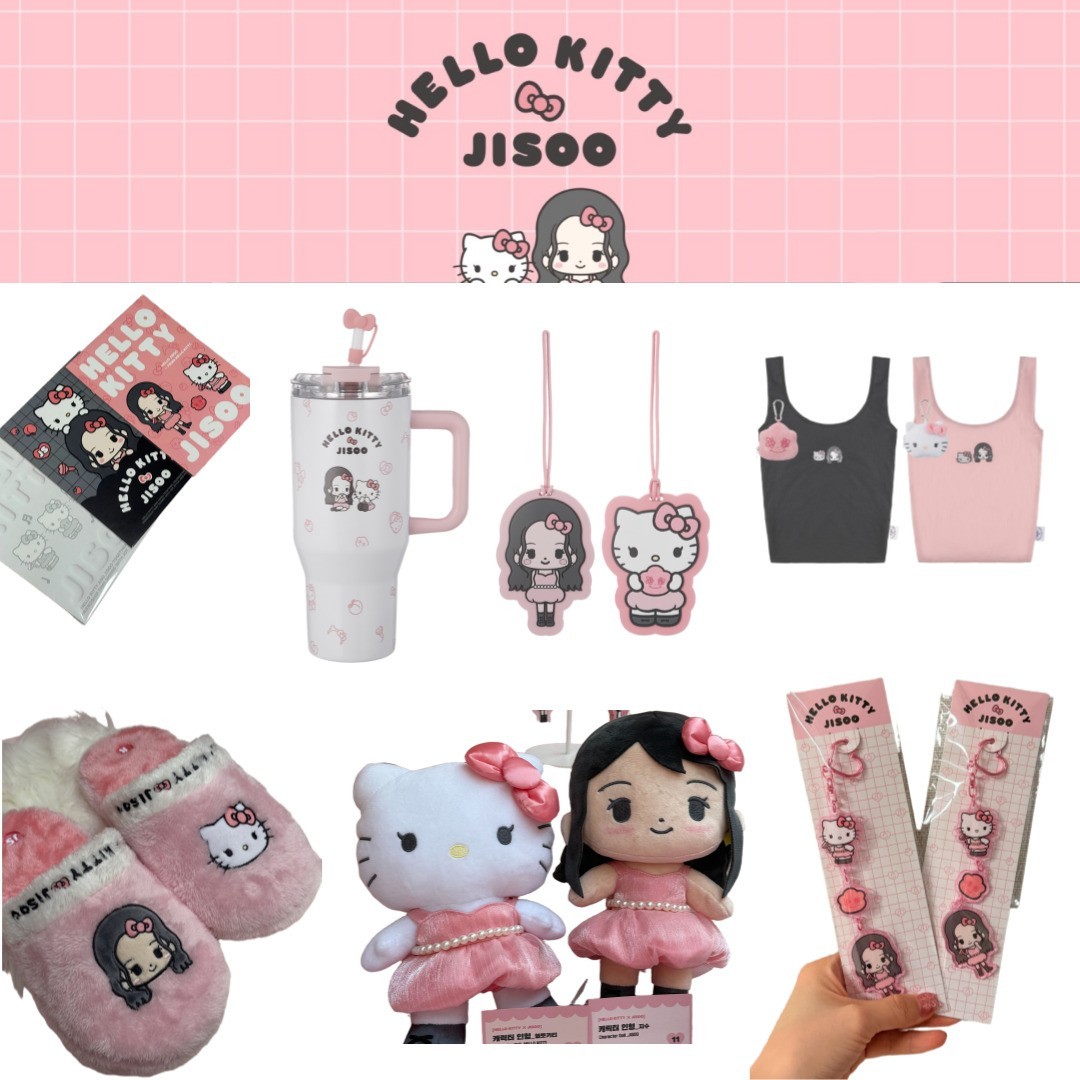 Blackpink Jisoo x Hello Kitty Tumbler, Luggage Tag, Bag, Slippers
