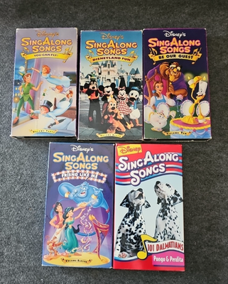 Walt Disney's Sing Along Songs VHS Videos #3, 7, 10, 11 & 101