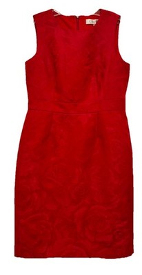 RTLS $120 KASPER WOMENS RED ROSE DETAIL KNEE LENGTH DRESS SZ 4