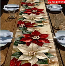 TABLE RUNNER- Christmas Poinsette Table Runner 13x71