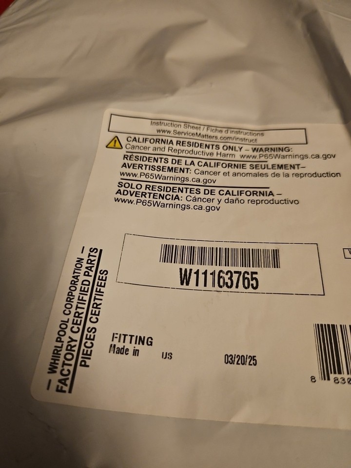 Whirlpool WPB5705307 Refrigerator Water Tubing Genuine OEM part