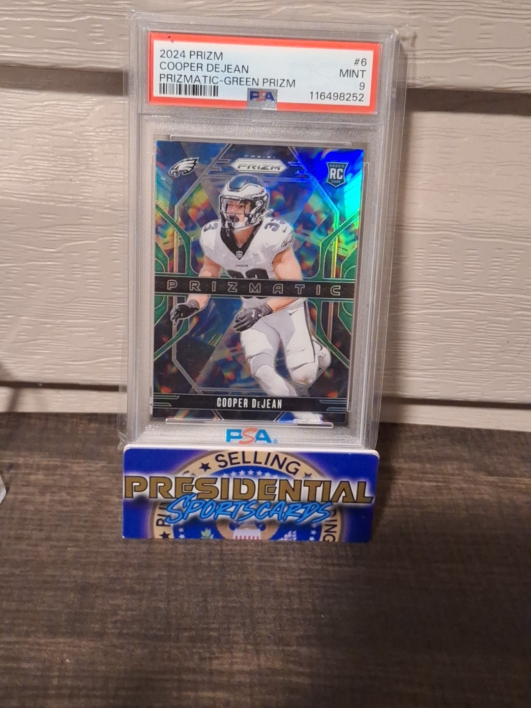 2024 Panini Prizm Prizmatic #6 Cooper Dejean Prizmatic-Green PSA 9 Rookie RC