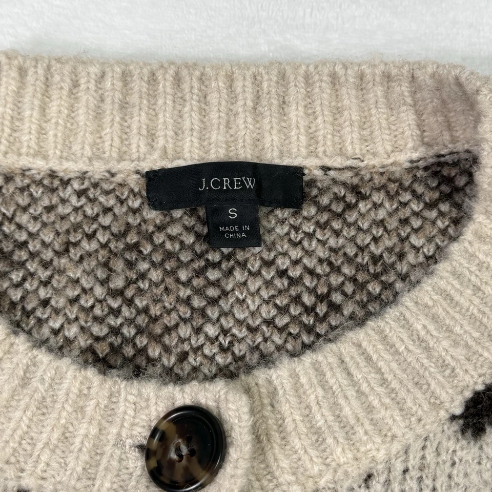 J. Cárdigan Suéter Mujer Pequeño Grande Estampado Leopardo Lana Suave Acogedor Crew Foto 4 de 4