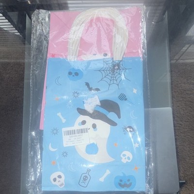 Halloween Ghost Party Bags Set for Kids, Pink and Blue, Cartoon Paper, Pack of 2