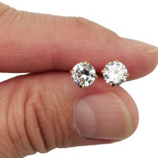 Women's 18K Yellow Gold Filled Nickel-Free 6mm Cubic Zirconia CZ Stud Earrings