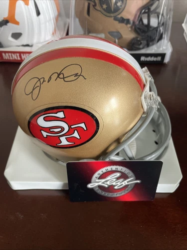 Joe Montana Signed San Francisco 49ers Mini Helmet - VSR4 Leaf Authenticated