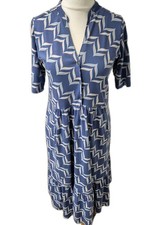 White Stuff Dress Soft Jersey Drop Waist Short Sleeve Uk14 Organic Cotton Blend 