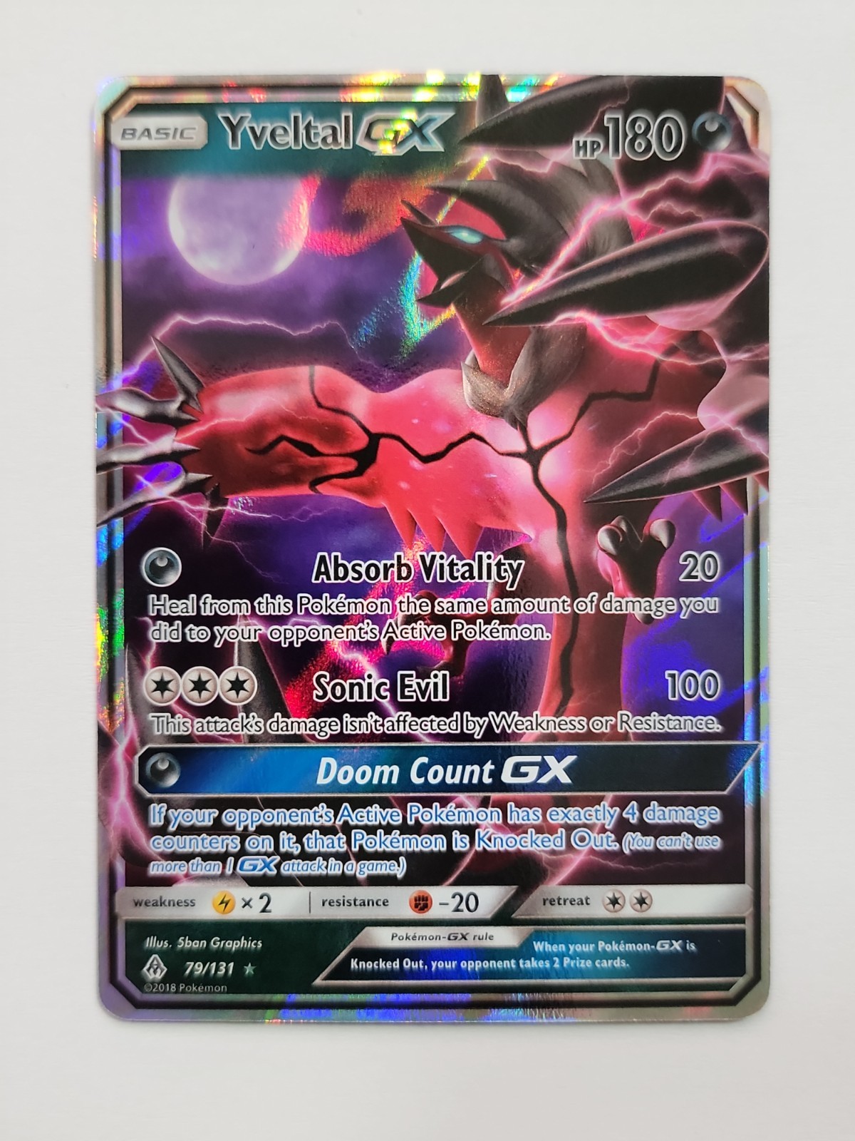 Yveltal GX 79/131 Sm-Forbidden Light Nm/M English Pokemon Card