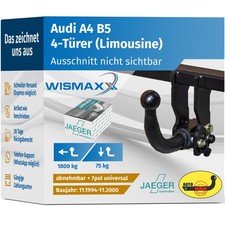 ANHÄNGERKUPPLUNG abnehmbar für Audi A4 B5 94-00 +7polig E-Satz ABE