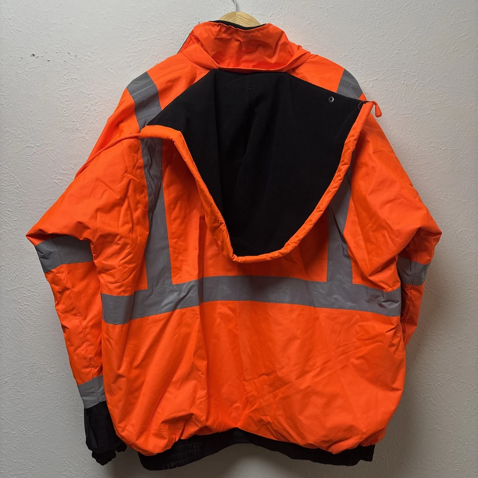 Srus Safety Hi-Vis Reflective Jacket Hooded/ Fleece Lined Orange Men’s Size XL - Image 3 of 3