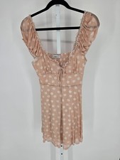 UO Urban Outfitters Womens Sz L Audrey Daisy Mesh Mini Dress Peach Pink Floral