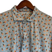 Johnnie-O Men's Large Blue Pineapple Crush Printed Golf Polo Shirt UPF 50