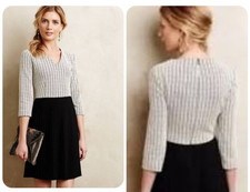 Anthropologie Ganni Black White Dress Jacquard Jersery Dress Medium City Chic