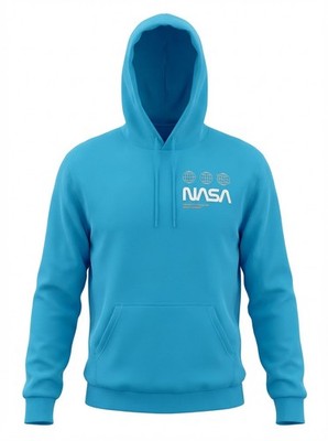 Hyper Space NASA Hoodie Sweatshirt Pullover Blue Graphic Space Shuttle Size S
