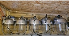 Ships Industria Soviet l Bunker Factory Dappled Glass Pendant Lights aluminium