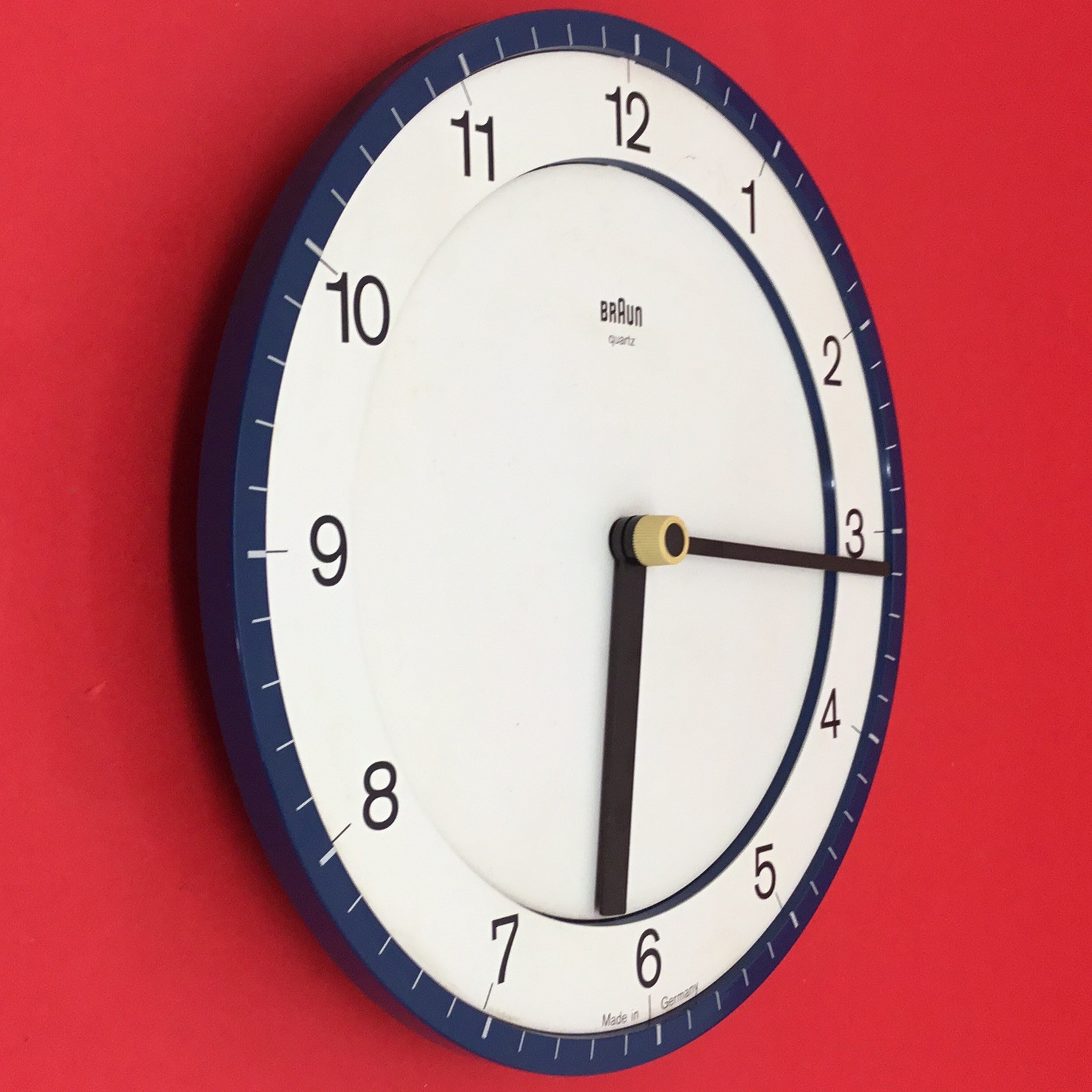 80er JAHRE *BLUE BRAUN* AG 4861/ABK30 FRONTVERSTELLUNG WANDUHR VINTAGE