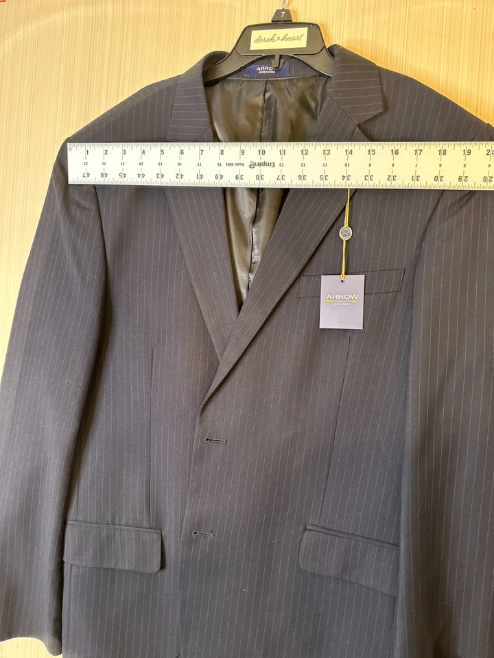 ARROW Niño Azul Marino 46L Regular Poliéster/Rayón Dos Botones Traje Chaqueta Vestido Blazer Foto 4 de 4