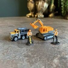 💥Micro Machines Construction  Excavator Digger Orange, Crew Truck Bundle 