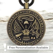 US Army Pocket Watch NEW USA Military Gift Soldier Patriotic Keepsake Veteran