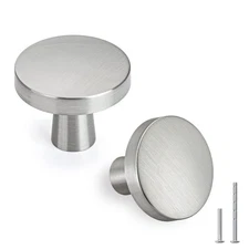 goldenwarm 10 Pack Brushed Nickel Cabinet Knobs Round Drawer Pulls Kitchen Hardw