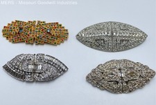 Vintage Duett Art Deco Dress Clip Brooch Jewelry Lot of 4 Rhinestone 132g