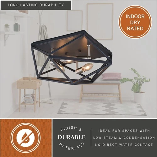 Vaxcel Lighting C0205 Hailey 3 Light 15"W Flush Mount Ceiling - Black Graphite / - Picture 5 of 8