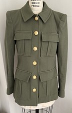 Veronica Beard Lambert Textured Cotton Dickey Jacket Dark Olive Size 4