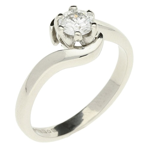 Platinum Twist Style Diamond Engagement Ring - 0.30ct