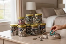 Vintage  Variety  Jewelry  Jars. Wearable, Some Signed, All Types. Antique  Even