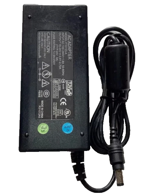F10723-A 24V 3A 72W AC/DC Power Adapter 5.5x2.5mm Black - Photo 1/1