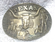 Award Design Medals Texas Lone Star State Solid Brass Belt Buckle Great Vintage