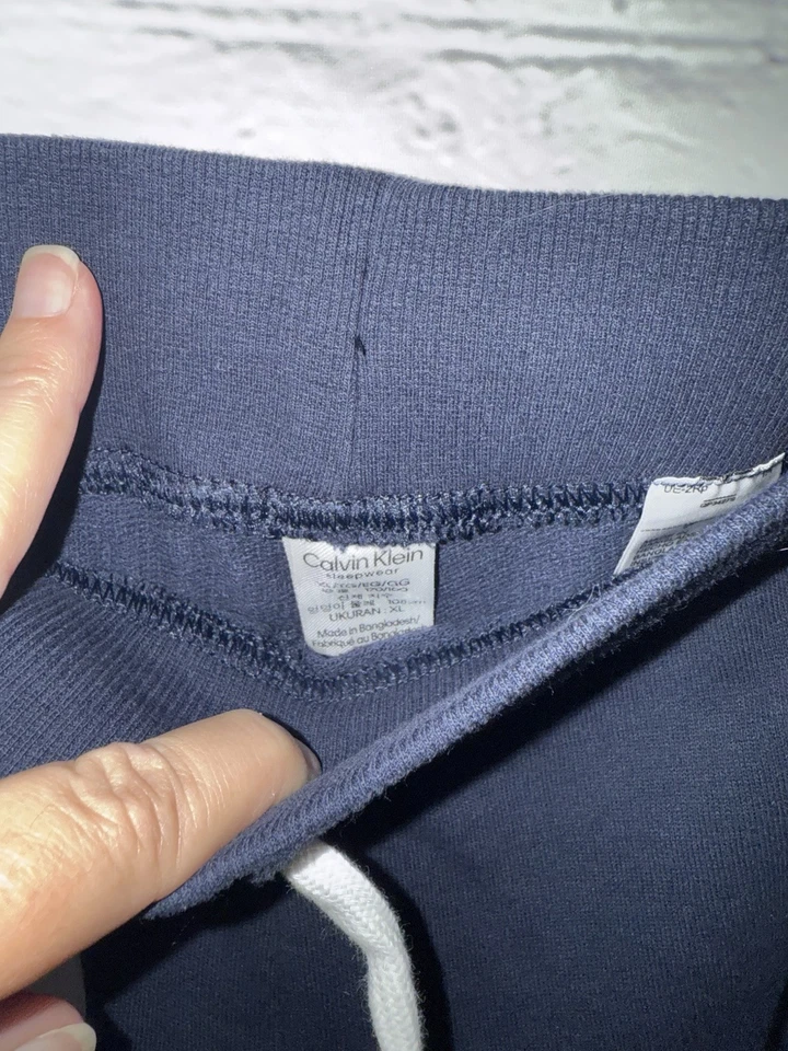 Calvin Klein Joggers Azul Oscuro Elásito Cintura Cordón LOGO NUEVO SIN ETIQUETAS Para Mujer XL Foto 4 de 4
