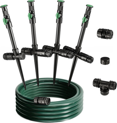 Flexible Sprinkler System, above Ground DIY Irrigation Kit, Multi-Adjustable Law