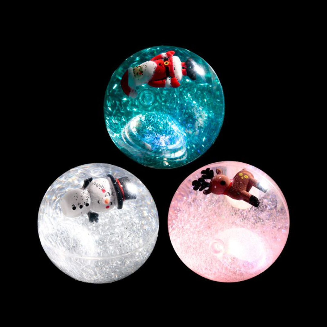 Jingle Bunch LED Flashing High Bounce Balls Set 3pcs Santa Reindeer Snowman Xmas